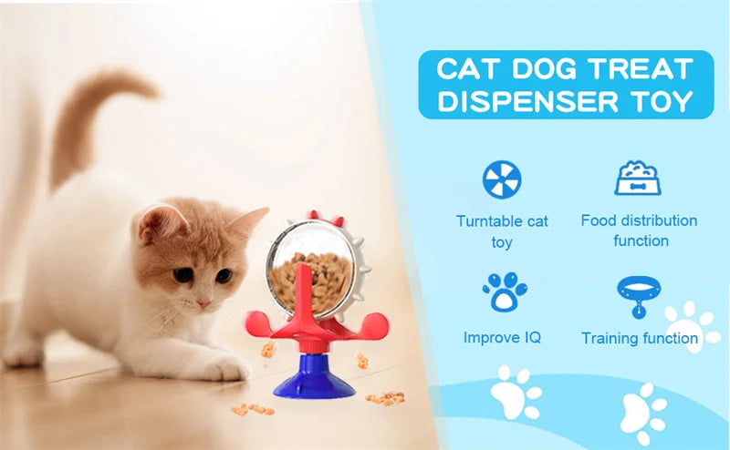 Cat Dog Treat Dispenser Toy - Cat Interactive Feeder Pet Food Toys Feeder 360° Degree Rotating Food Leakage Device Rotate