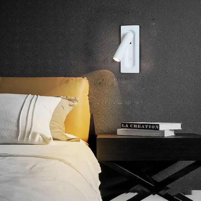 Modern Simple Hotel Room Bedroom Bedside Lamp Living Room Study Reading Lamp Embedded Eye Protection Rotatable Wall Lamp