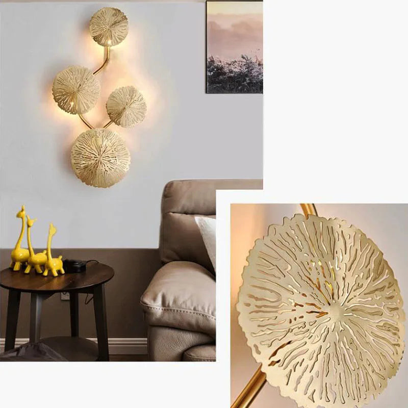 Post-modern Living Room Lotus Leaf Decor Creative New Chinese-style Dining Room Light Minimalist Bedroom and Hallway Wall Lamp