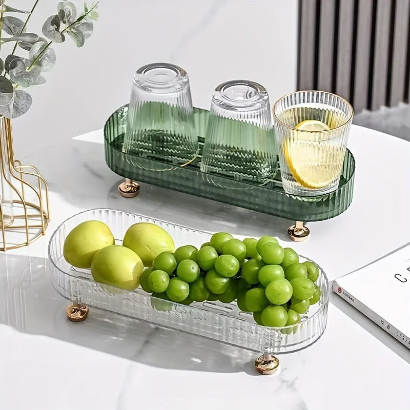 Bathroom Vanity Tray, Acrylic Makeup Perfume Organizer for Dresser, Decorative Organizer Countertop for Skincares, Cosmetics