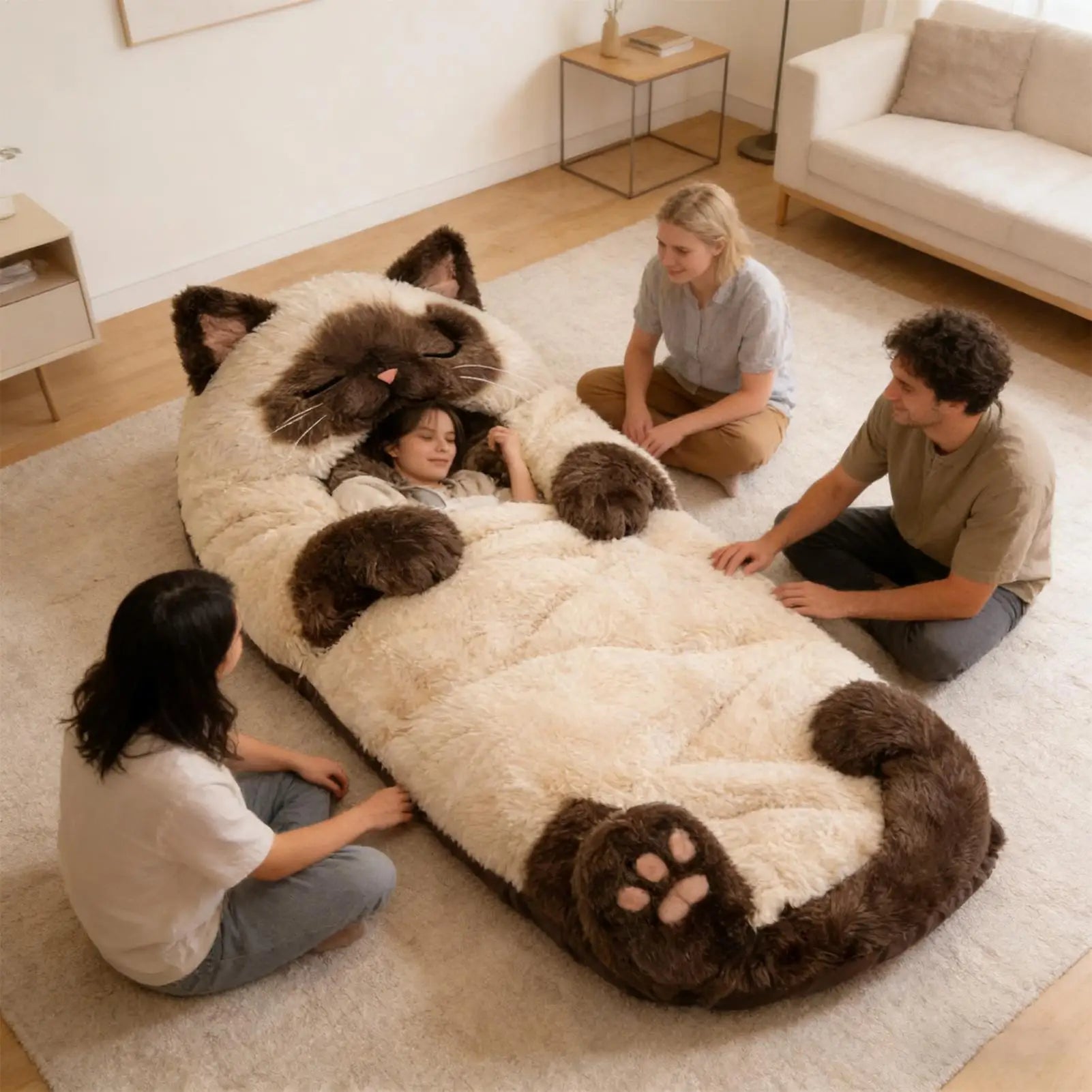 Adult Sleeping Bag Soft Warm Room Decor Cat Envelope Warm Sleeping Bag For Indoor Home Bedroom Living Room Apartment Dorm Hotel