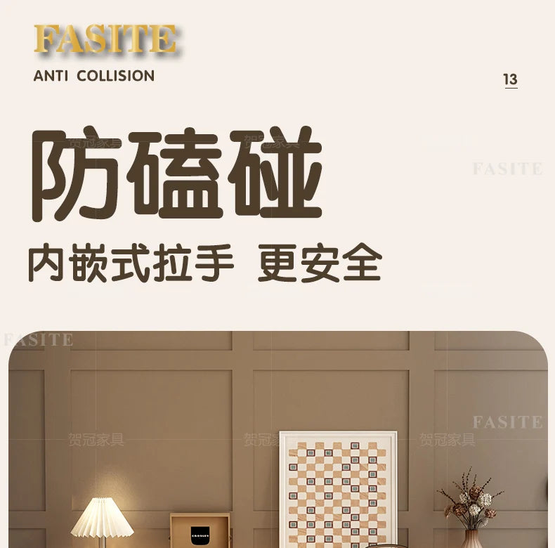 Bedroom integrated very narrow flip retractable storage cream wind French bedside cabinet