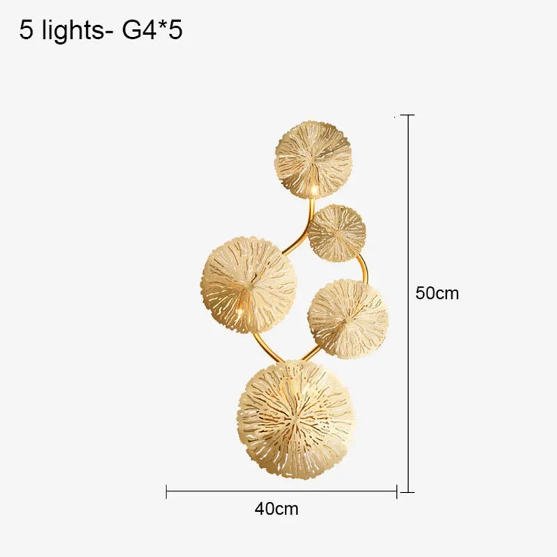 Post-modern Living Room Lotus Leaf Decor Creative New Chinese-style Dining Room Light Minimalist Bedroom and Hallway Wall Lamp