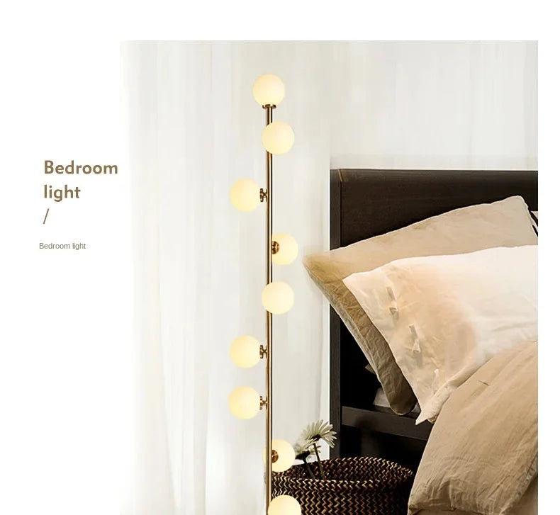 Living room Floor Lamp Magic Beans Glass Round Ball Bedside Standing Light H165cm 9 Heads Lighting Fixture for Home Indoor Decor