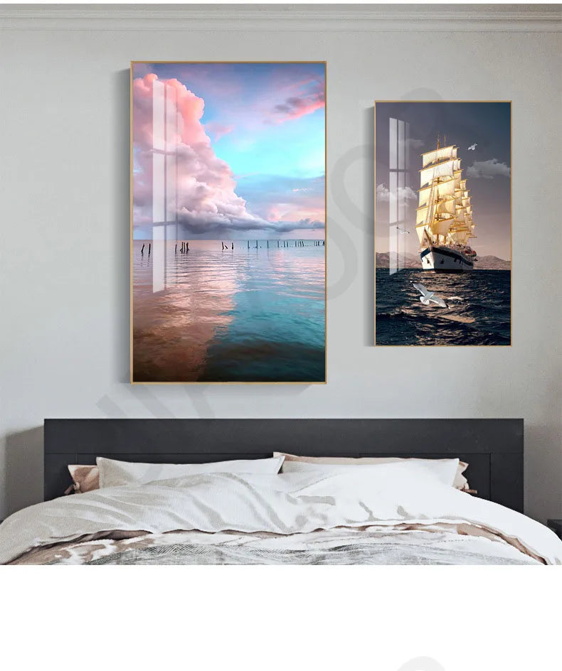 2024 New Living Room Decoration Painting, Dining Room Bedhead Hanging Mural Painting With Lights And Luxurious Lighting