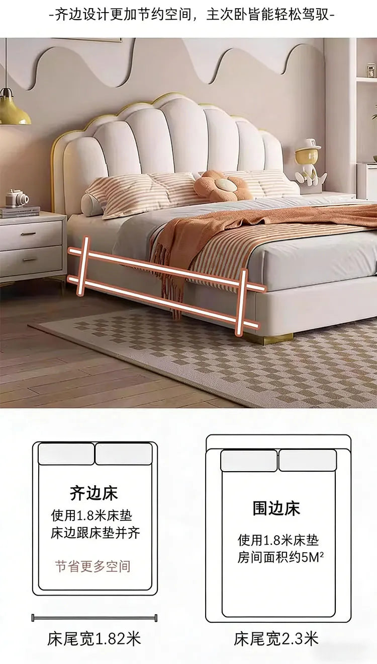 Modern Wooden Bed Bedroom Princess Design Sleeping Floor Mobile Girls Luxury Bed Children Letto Matrimoniale Hotel Furniture