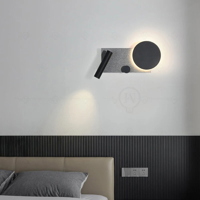Bedroom bedside wall lamp with switch and spotlight, simple and modern Nordic creative personality, adjustable LED pendant light