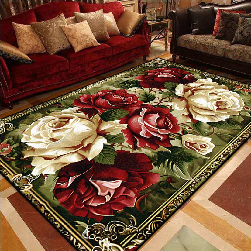 European Luxury Living Room Decoration Carpet gorgeous Bedroom Sofa Side Large Area Rugs Cloakroom Non-slip Floor Mats Washable