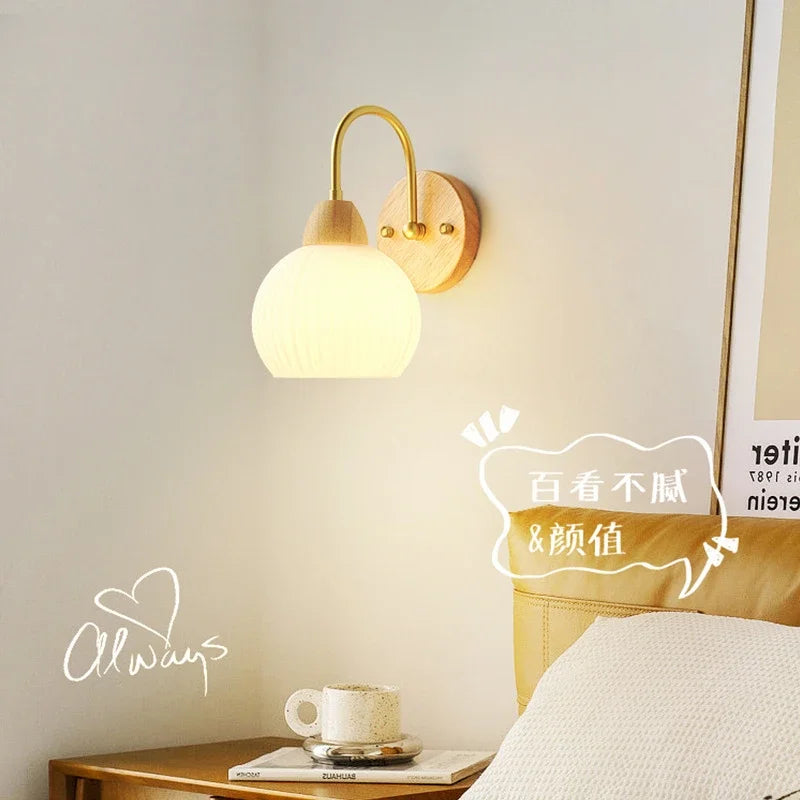 Bedroom Headboard Nordic Log Cream Wind Living Room Background Wall HomestaySuperior Sense Children's Room Wall Lamp