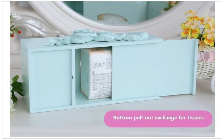 Living Room Multifunctional Wooden Tissue Storage Box,Household Tea Table, Remote Control Rack