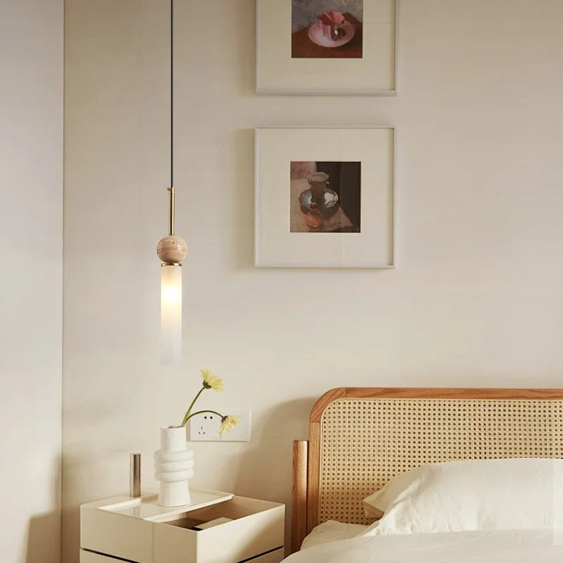 Nordic Modern Home Living Room LED Chandelier Bar Counter Bedroom Homestay Balcony Simple Yellow Cave Stone Chandelier
