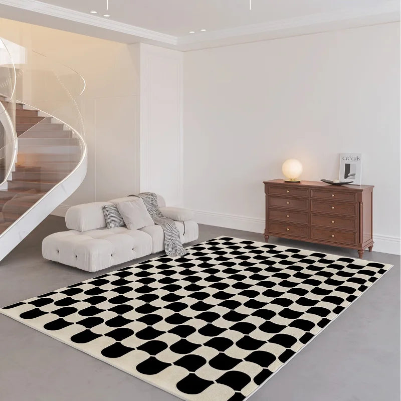 Fashion Style Carpet for Living Room Geometric Striped Decor Home Large Area Sofa Black White Rugs Bedroom Plush Non-slip Mat