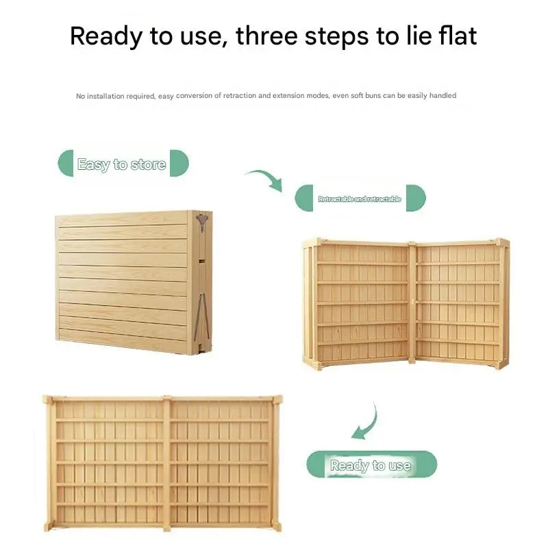 Home Bedroom Solid Wood Folding Bed for Small Apartments Rent Guest Personal Double Bed Compact Space Saving Design