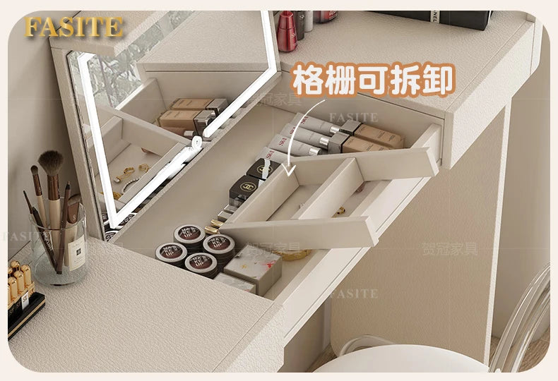 Bedroom integrated very narrow flip retractable storage cream wind French bedside cabinet