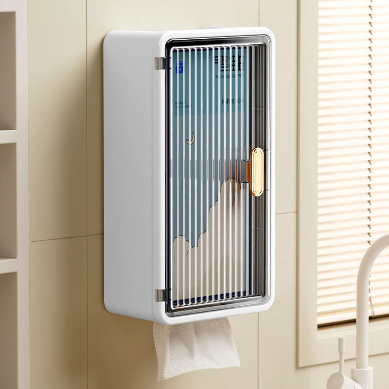 Bathroom Shelf Wall Mounted Waterproof Tissue Box Multifunctional Storage Rack for Toiletries Storage Box Shampoo Organizer