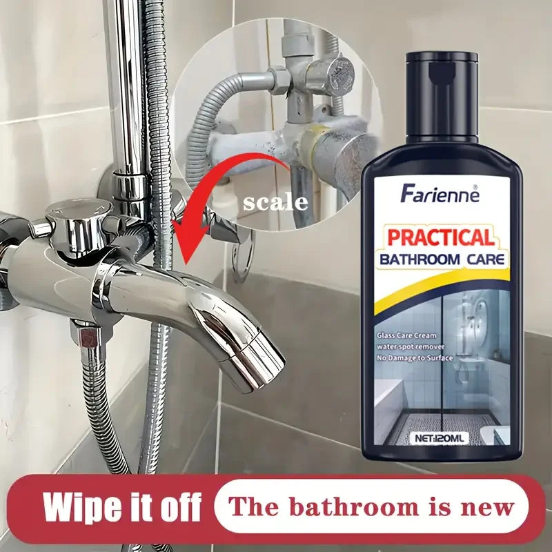 Bathroom Glass Polish - Powerful Hard Water Spot Remover and Descaler for Shower Doors, Tiles, and Stainless Steel