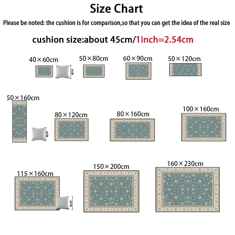European Luxury Living Room Decoration Carpet gorgeous Bedroom Sofa Side Large Area Rugs Cloakroom Non-slip Floor Mats Washable