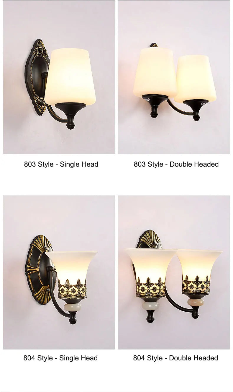 American Living Room Wall Light Luxury Bedroom Bedside Lamp Nordic Creative Living Room Background Wall Room Aisle Glass Light