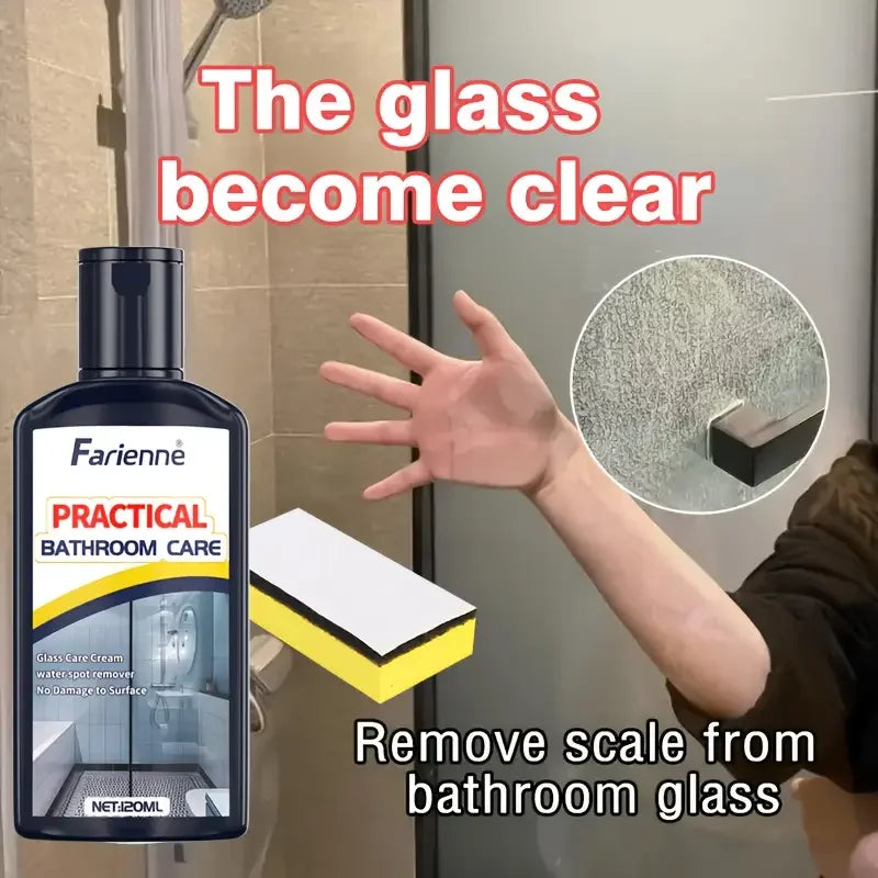 Bathroom Glass Polish - Powerful Hard Water Spot Remover and Descaler for Shower Doors, Tiles, and Stainless Steel