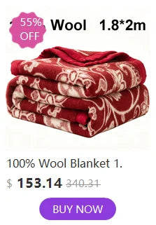 100% Wool Blankets 1.5*2/1.8*2/2*2.3m Fleece Blanket Sleeping Warm Comforter Blankets For Winter Adult Children Bedding Camping