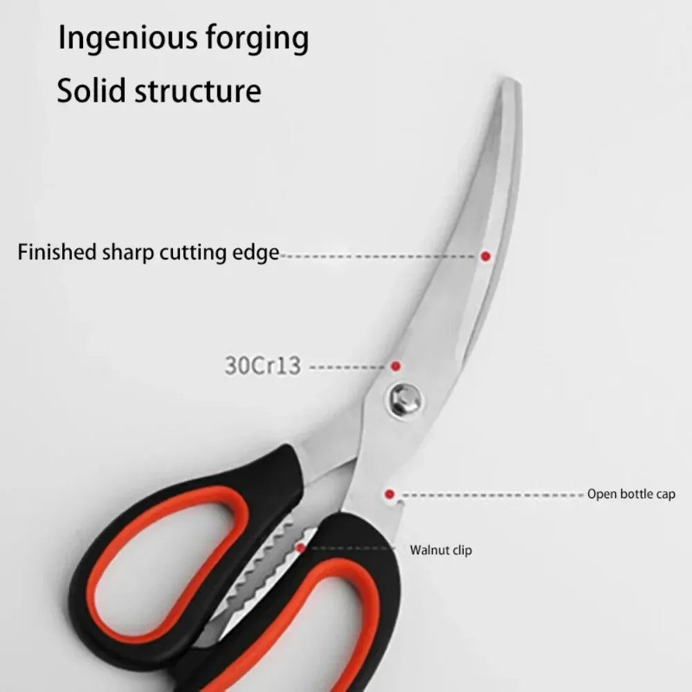 Kitchen Scissors Multi-Functional Stainless Steel Household Scissors for Cutting Chicken and Fish Special Shears