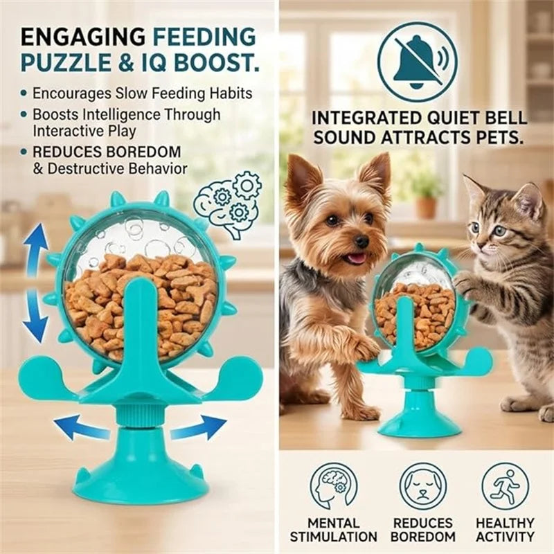 Cat Dog Treat Dispenser Toy - Cat Interactive Feeder Pet Food Toys Feeder 360° Degree Rotating Food Leakage Device Rotate