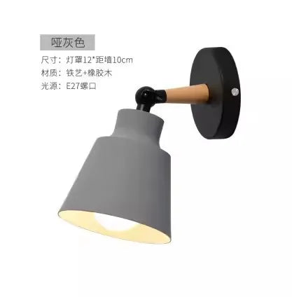 Nordic solid wood bedroom wall lamp modern minimalist Macaron LED wall lamp creative living room corridor bedside wall lamp