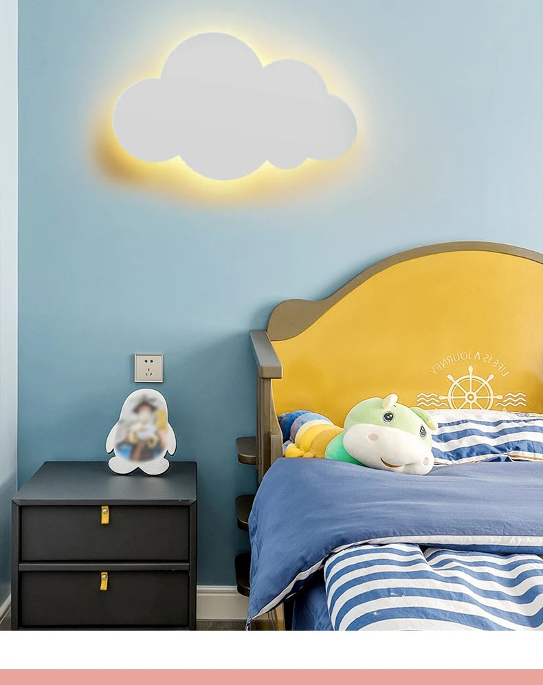 New Baby Room Cloud Wall Lamp Bedroom Bed Living Dining Room Attic Creative Warm Decoration Dimmable Wall Light