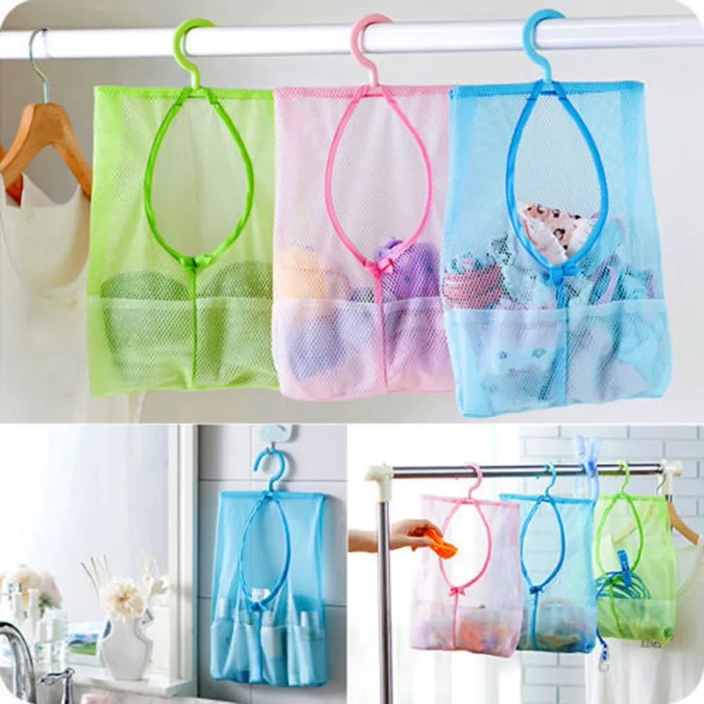 Bathroom Kids Toys Storage Bag Multifunctional Mesh Net Bag Makeup Organizer Drying Rack Balcony Socks Clothes Storage Basket