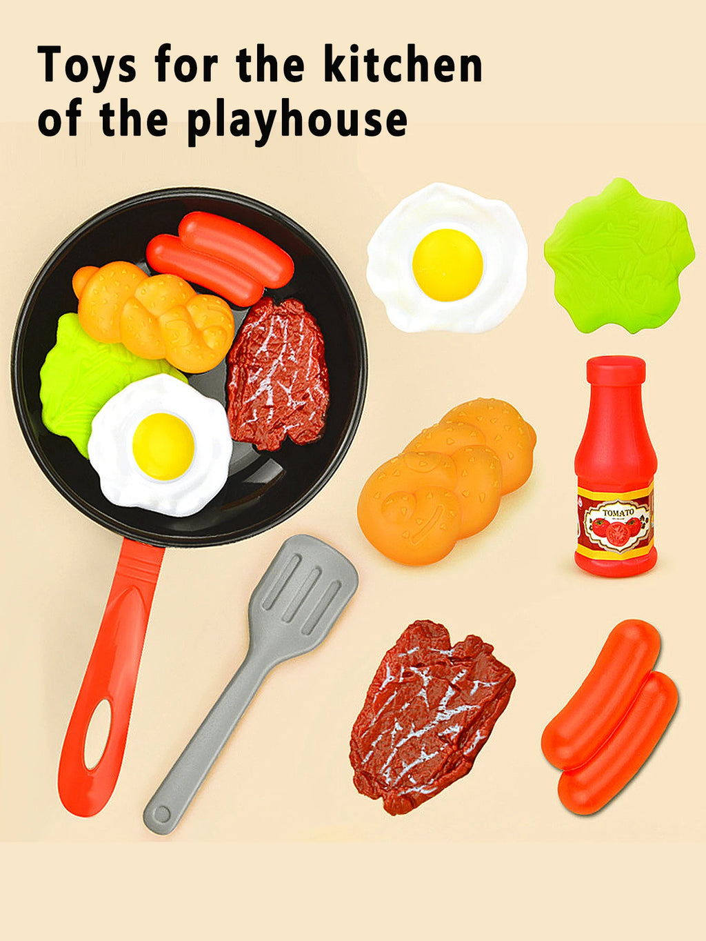 Kids' kitchen play toy, cooking fried eggs and stir-fry, frying pan set, kitchen toy, holiday gift
