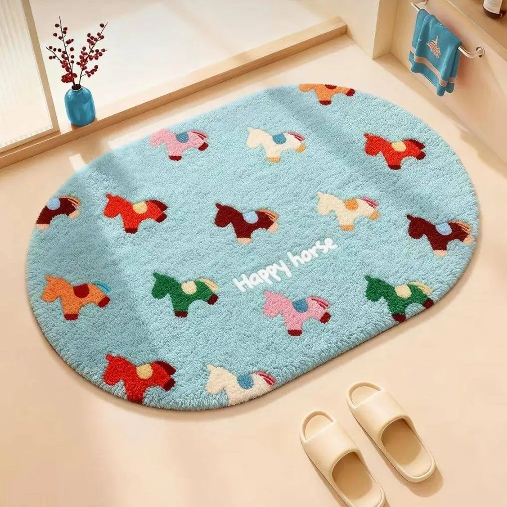 Bathroom floor mat, toilet water-absorbing non-slip foot mat 2026 new Year of the Horse toilet entry floor mat, toilet carpet