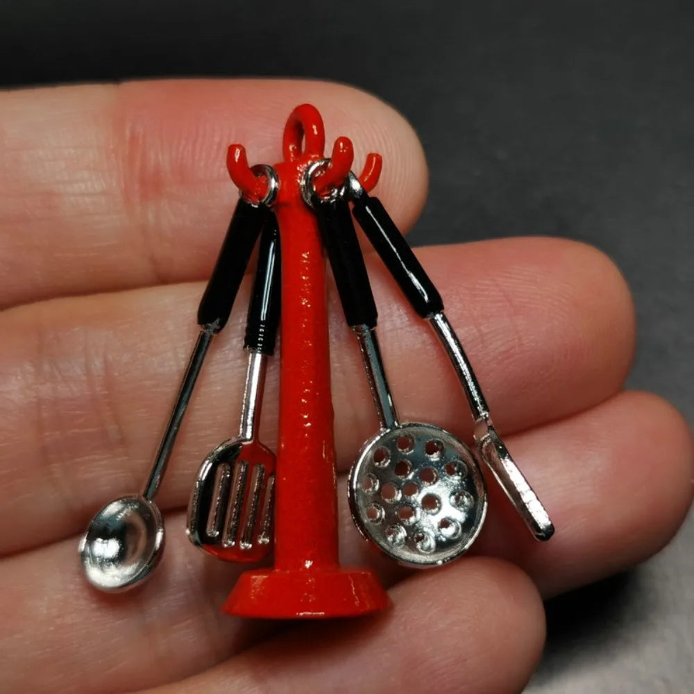 Kettle 1:12 Mini Kitchen Utensils Sets Cookware Alloy Kitchen Set Mini 1:12 Scale Mini Kitchen Cooking Kit Dollhouse Miniatures