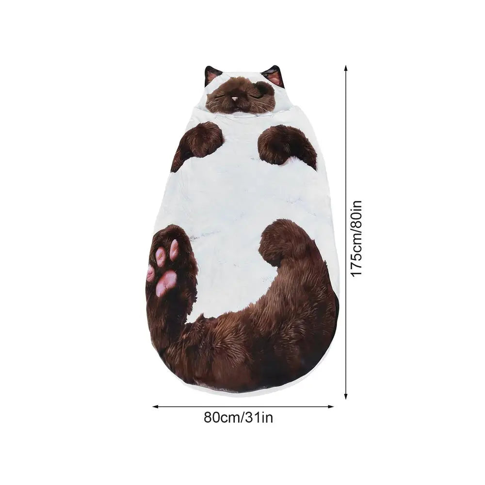 Adult Sleeping Bag Soft Warm Room Decor Cat Envelope Warm Sleeping Bag For Indoor Home Bedroom Living Room Apartment Dorm Hotel