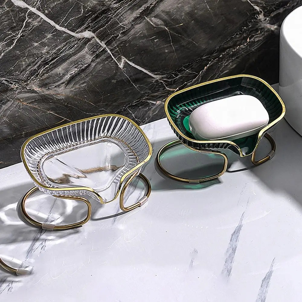 Bathroom Soap Dish Light Luxury Toilet Shower Soap Holder with Drain Water Soap Storage Case Tray Container Bathroom Gadgets