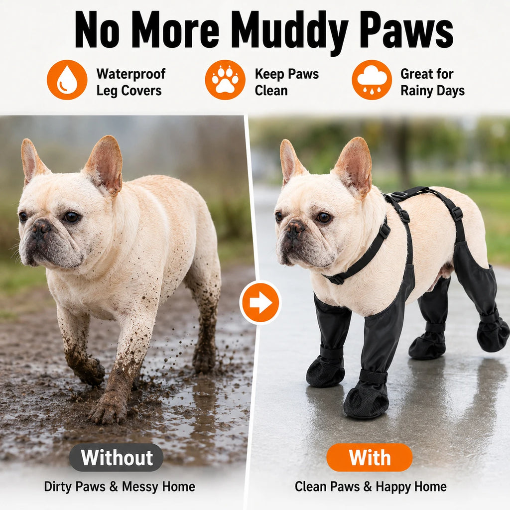 Dog Full Leg Waterproof Shoes Mud Stain Resistant Non Slip Pet Boots Protective Rain Gear For Small Medium Dogs Outdoor Walks