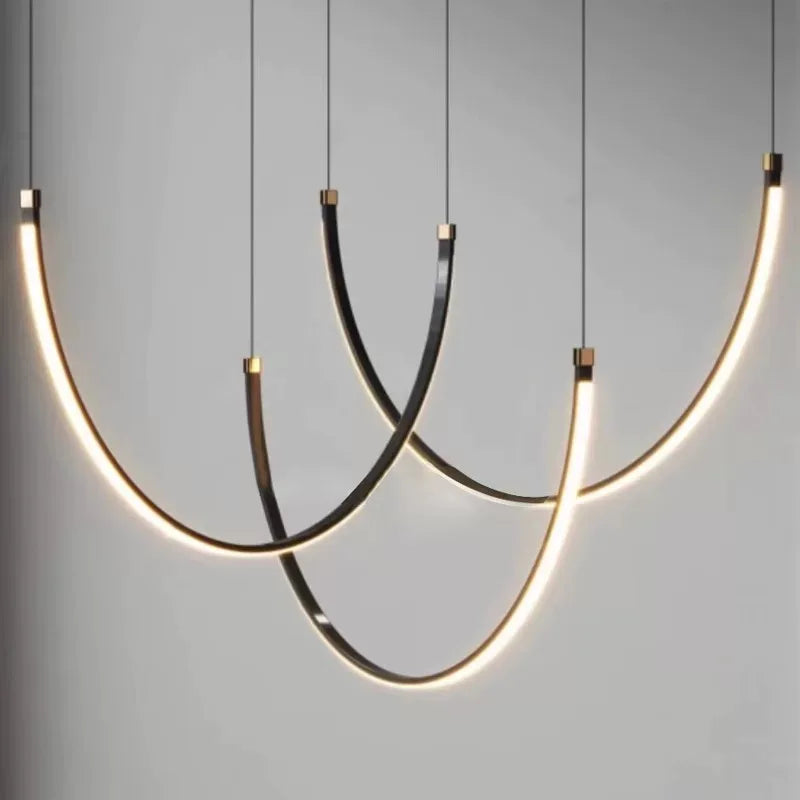 Living Room Study Modern New Lines U Shaped Designer Restaurant Exhibition Hall Chandelier LED Industrial Wind Belt Creativity