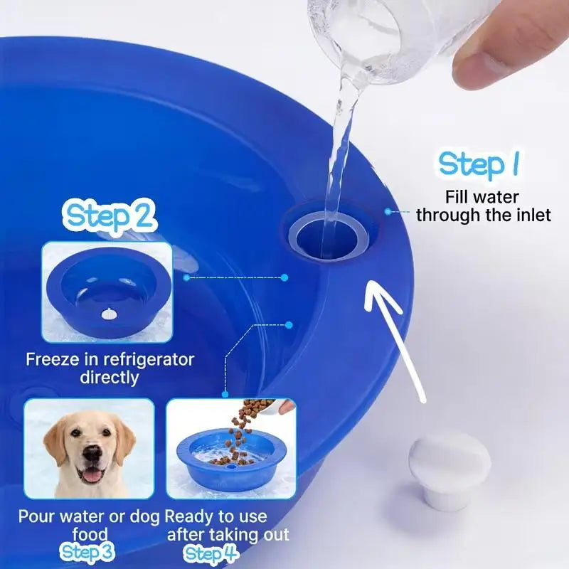 Pet Cooling Ice Bowl Summer Dog Water Feeder Cold Retention Design Let Pets Enjoy Cool Drinking Water