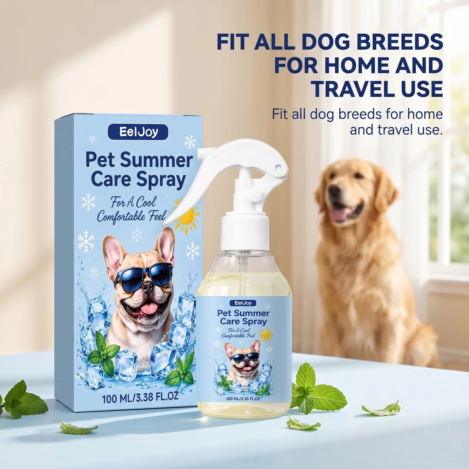 Pet Summer Cooling Spray Gentle Instant Heat Relief Refreshing Mist Waterless Portable Outdoor Quick Cooling Pet Care Supplies