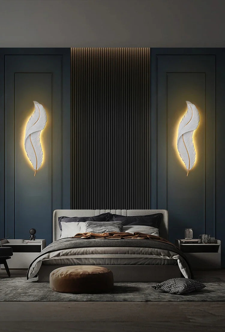 Modern Living Room Corridor Lighting Wall Lamp Nordic Home Decor Bedroom Bedside Lamps Light Luxury Creative LED Feather Lamp