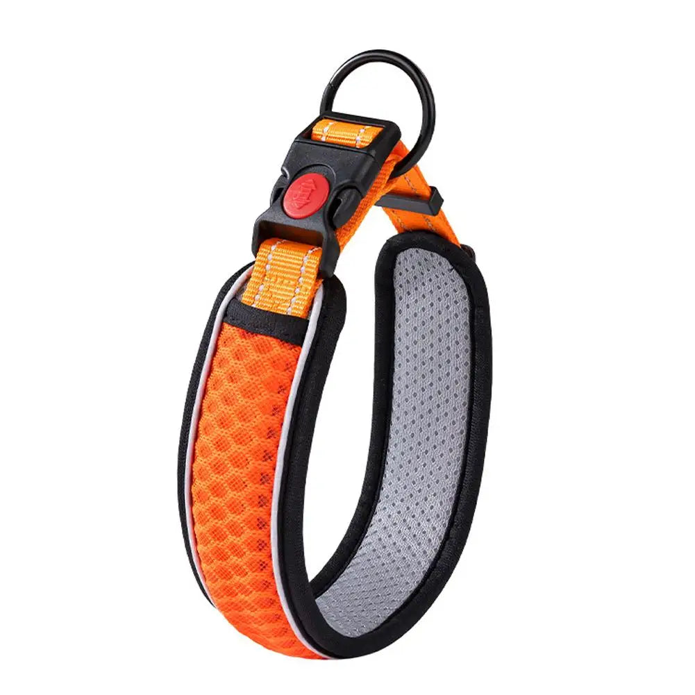 Dog Collar, Adjustable Soft Pet Collar with Escape-Proof Locking Buckle, Breathable Honeycomb Net Design for Small Large Dogs