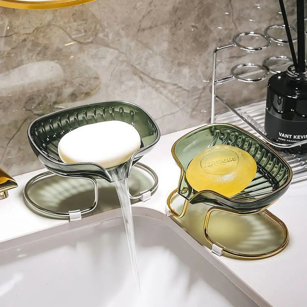 Bathroom Soap Dish Light Luxury Toilet Shower Soap Holder with Drain Water Soap Storage Case Tray Container Bathroom Gadgets