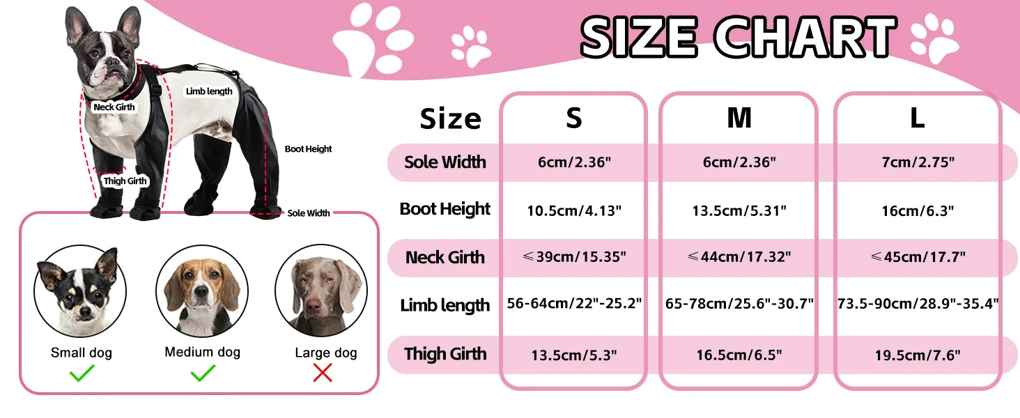 Dog Full Leg Waterproof Shoes Mud Stain Resistant Non Slip Pet Boots Protective Rain Gear For Small Medium Dogs Outdoor Walks