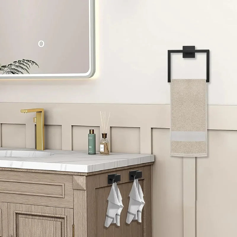 5-Piece Bathroom Hardware Set – Wall Mounted Towel Bar, Robe Hook, Shelf and Tissue Paper Holder for Bathroom Accessories