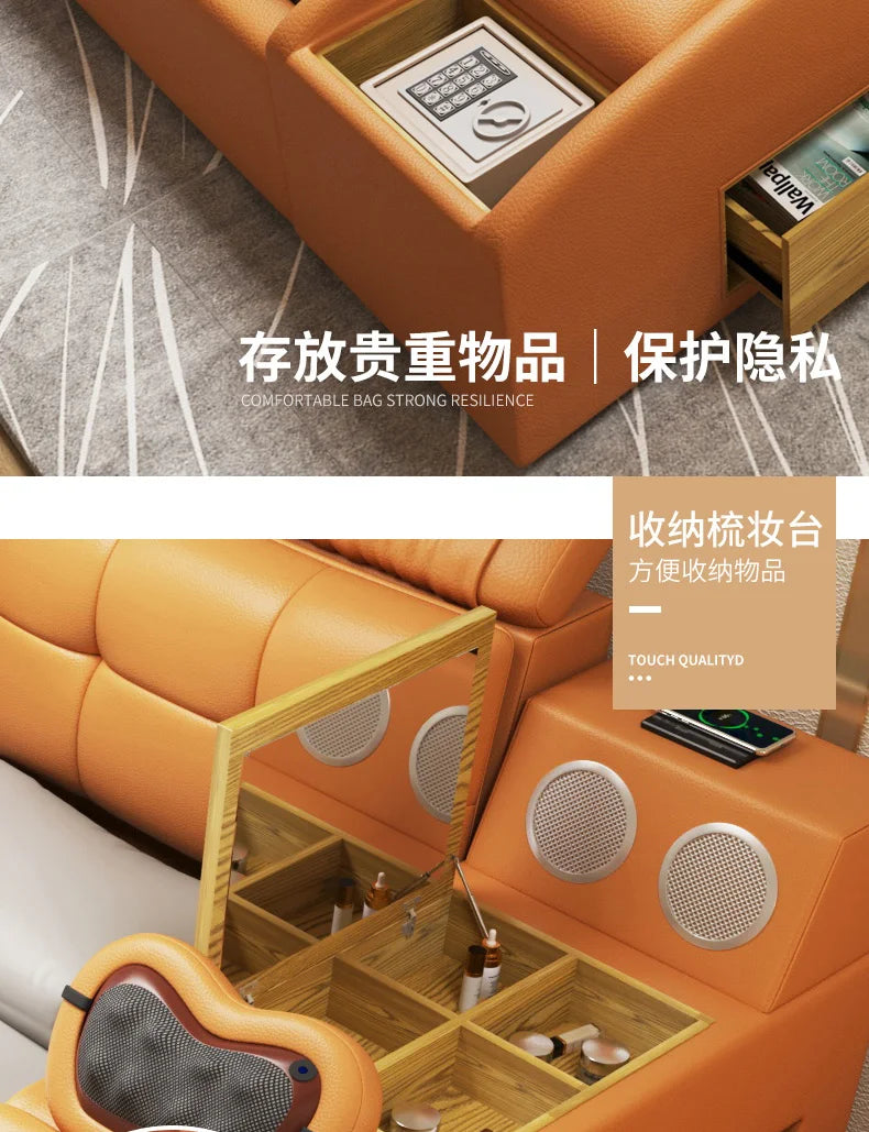 Master Girl Bedroom Double Bed Unique Queen Size Smart Multifunctional Double Bed Salon Modern Cama Matrimonial Room Furniture