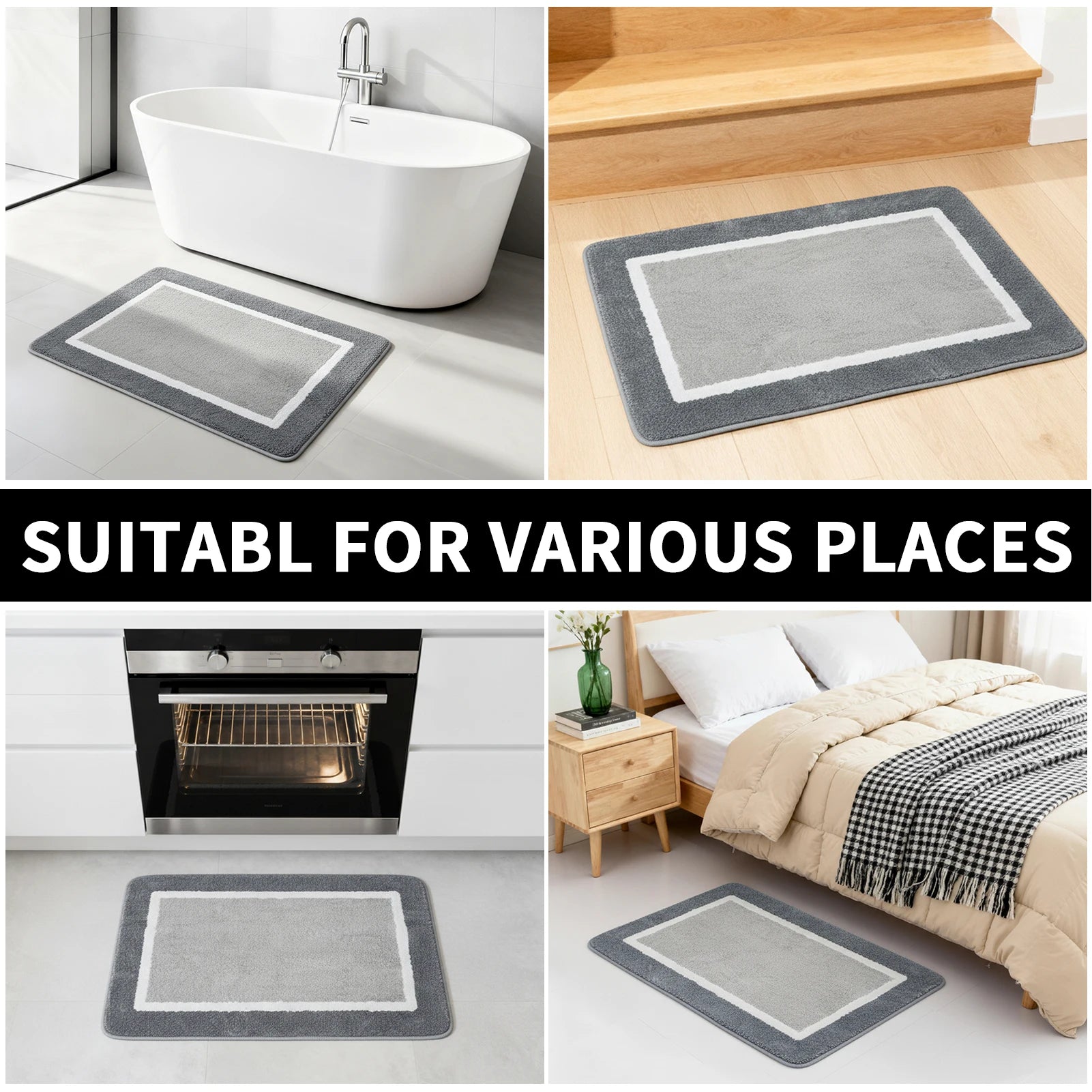 Super Absorbent Bath Mat Memory Foam Carpet Non-slip Bathroom Rug Bathtub Side Floor Rugs Shower Room Doormat Toilet Footpad
