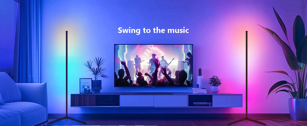 Smart Led Living Room Floor Lamp Rgb Corner Floor Lamp Music Synchronization Application Program Control Suit for Living Room