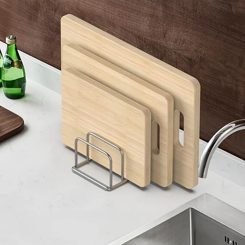 Kitchen stainless steel chopping board rack, chopping board holder, household storage rack, thick double-layer storage pot rack