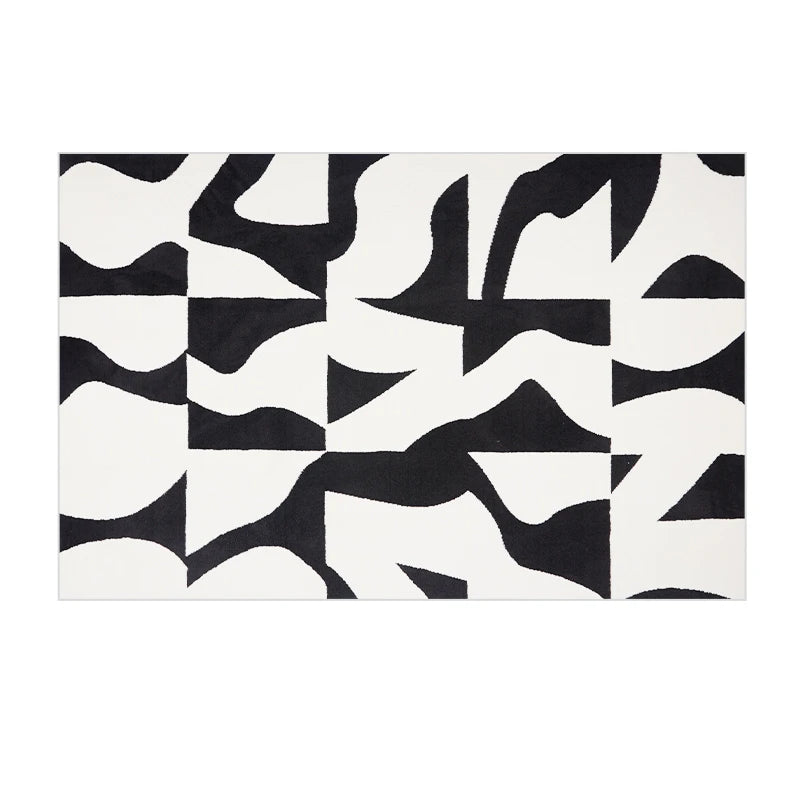 Fashion Style Carpet for Living Room Geometric Striped Decor Home Large Area Sofa Black White Rugs Bedroom Plush Non-slip Mat