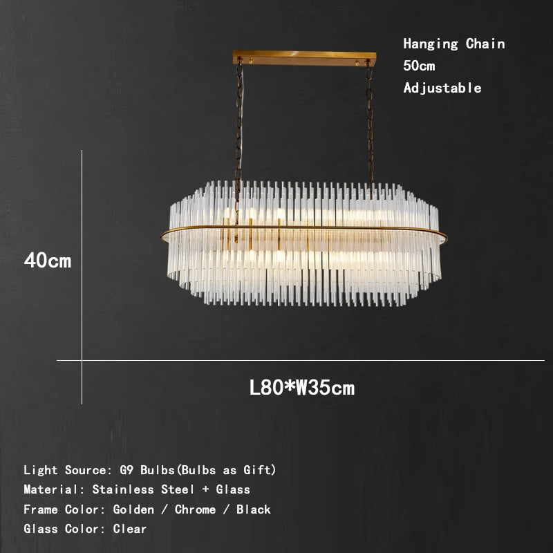 Living Room Ceiling Chandeliers Glass Rods Lamp Round Lighting Fixtures Modern Home Luxury Lustre Foyer Big Hanging Light Gold