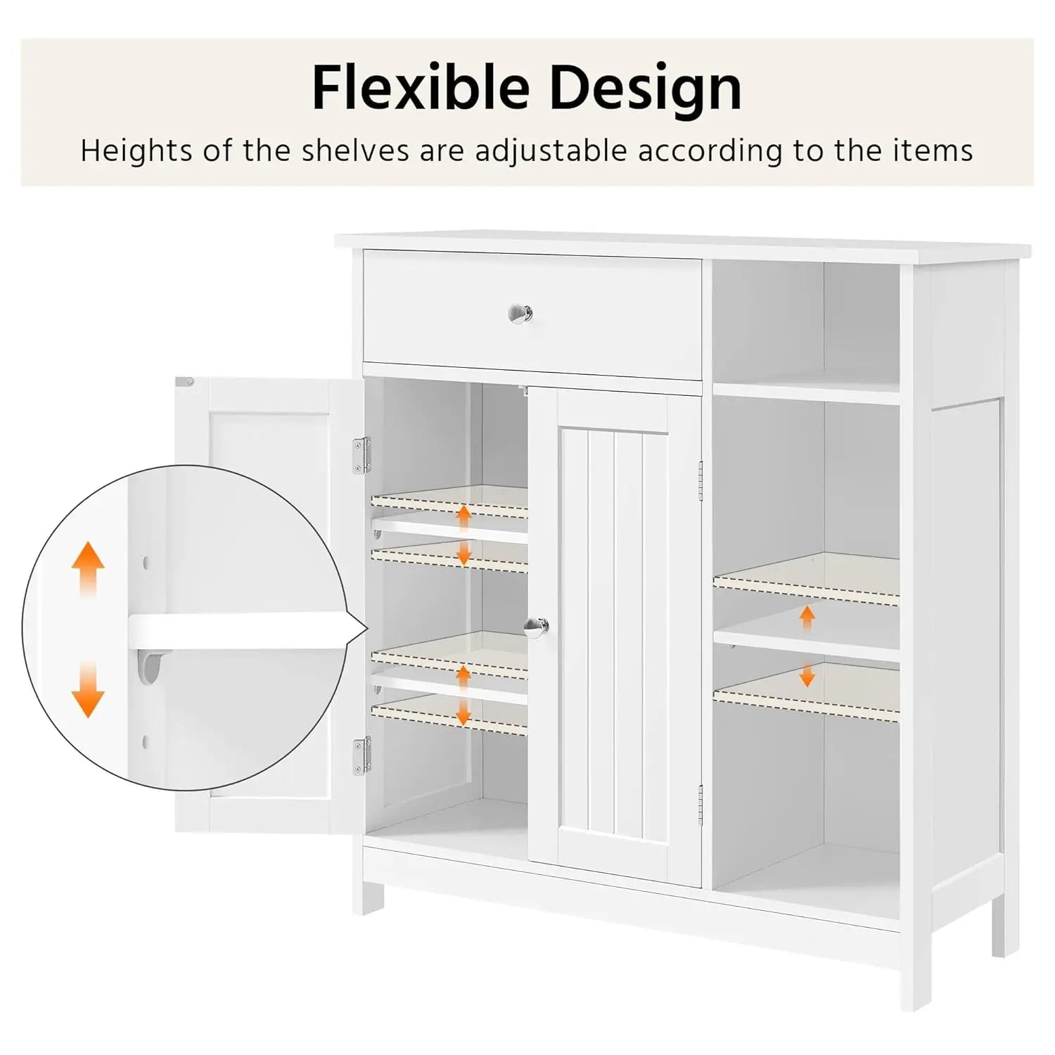 Bathroom Storage Cabinet with Drawer and 2 Beadboard Doors, White | Freestanding Floor Cabinet for Towels and, Customized